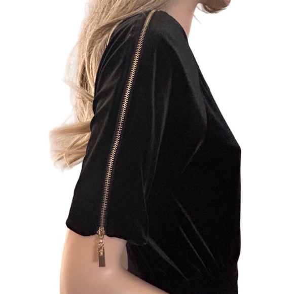 VERO MODA Katie Dress Plush Velvet Sheath Short Sleeve Zipper Pockets - Picture 12 of 16